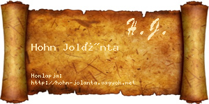 Hohn Jolánta névjegykártya